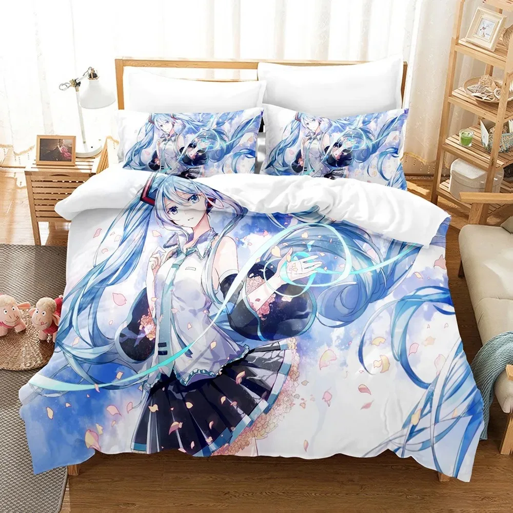 3d-かわいい初音ミク布団カバーメリー寝具セットクイーンキングフルサイズホリデー寝室ティーン女性ギフト用