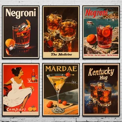 Vintage Wine Martini Negroni Martini Cocktail Poster Bar Wall Retro Canvas Painting Wine Painting Club Shop Home Decor Gifts