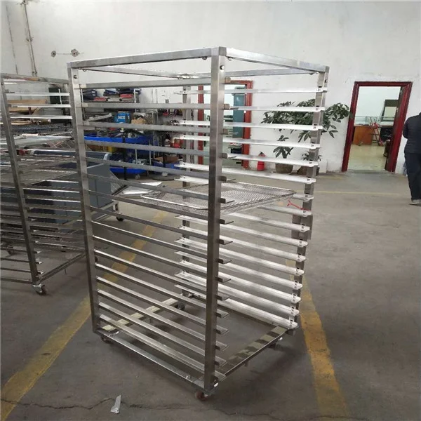 Factory price Hotel Stainless Steel Aluminum Tray Trolley Bread Baking Rack Bakery Pushing Trolley