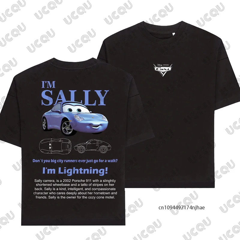 البرق ماكوين وسالي طباعة زوجين تي شيرت سالي وماكوين صيف جديد الرجال النساء القطن قصير الأكمام تيز الأمومة القمم