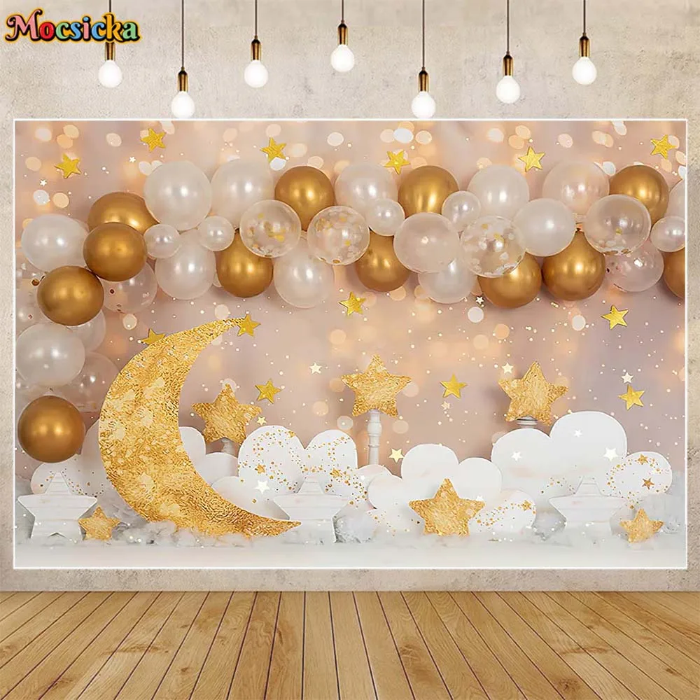 Mocsicka Balloon Cake Smash Photography Backgrounds Boy Girl 1st Birthday Party Decor Baby Backdrop Photo Studio Photocall Props