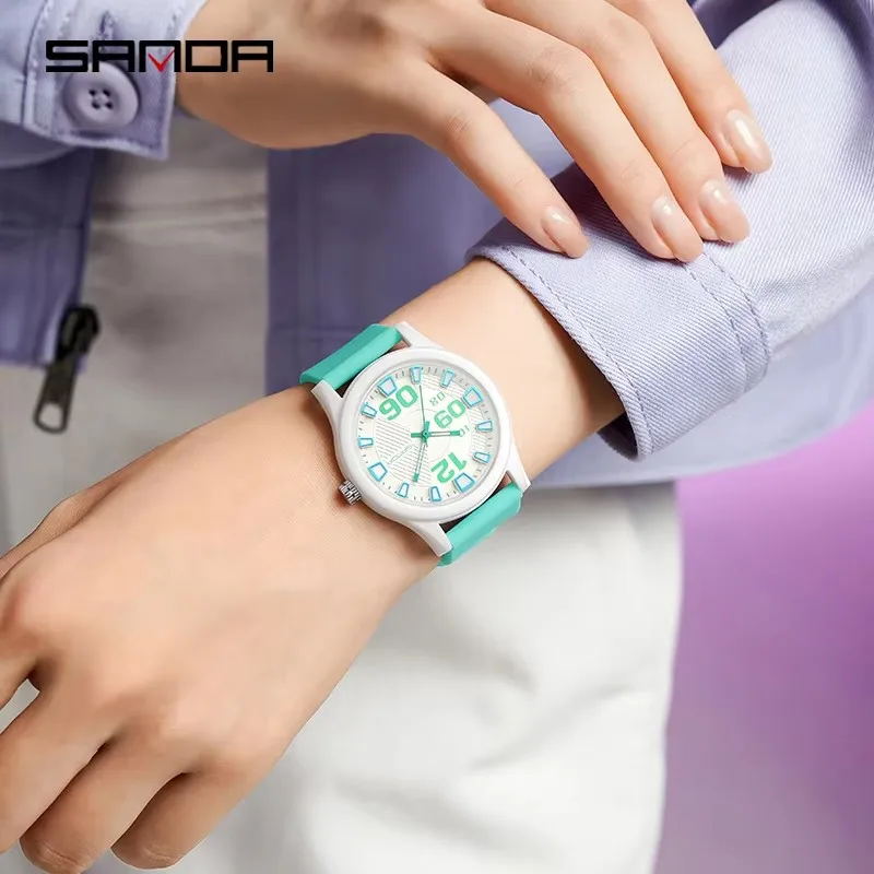 SANDA 3252 Casual Quartz Watch Students Popular Fashion Simple Waterproof Silicone Strap Shockproof Children Watches reloj niño