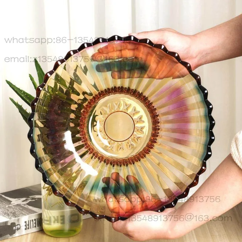 Fruit plate living room home coffee table creative snack plate light luxury candy plate large new crystal glass dried