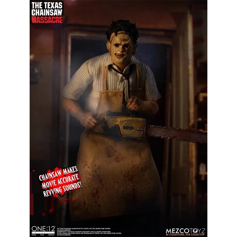 Original MEZCO ONE: 12 leatherphace motosierra masacre acción coleccionable modelo ensamblar juguetes regalo