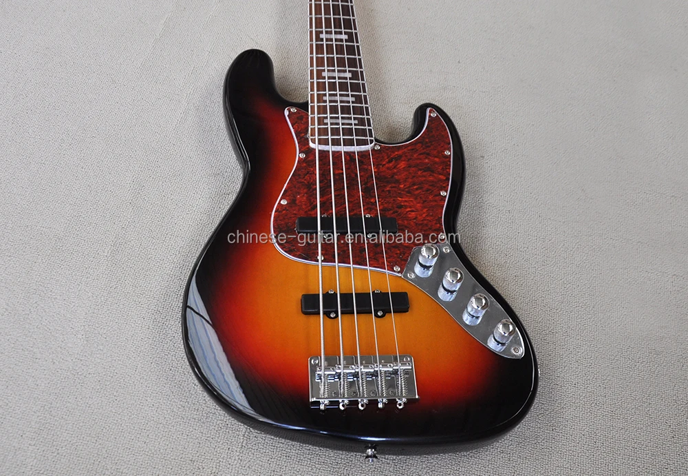 Flyoung Cheap Chinese Electric Bass Guitar Tobacco sunburst 5 Strings Bass Rosewood Fretboard