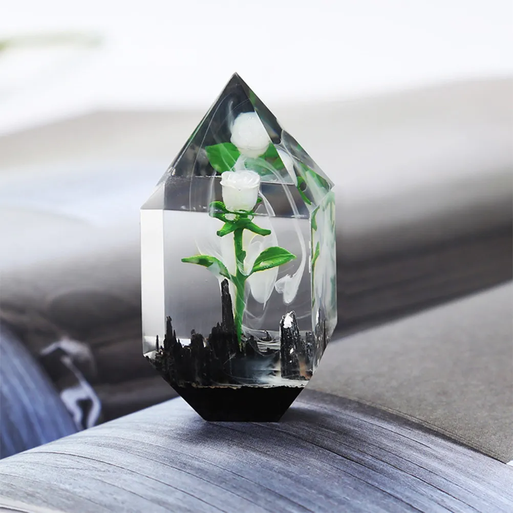 4Pcs Crystal Glue Rose Ornament Set Miniature Resin Decoration DIY Craft Kit Fun Activity for Adults Kids Home Office Decor
