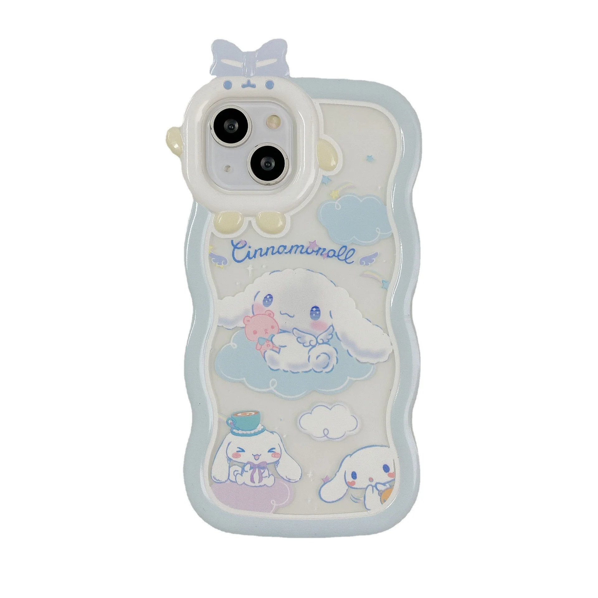 Kawaii Cinnamoroll Sanrio Phone Case Available for IPhone 15 14 13 12 11 Pro Plus Promax XS XR 7 8 Cute Wave Protective Case