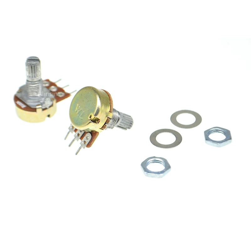 5pcs WH148 B1K B2K B5K B10K B20K B50K B100K B500K 3Pin 15mm Shaft Amplifier Dual Stereo Potentiometer 1K 2K 5K 10K 50K 100K 500K