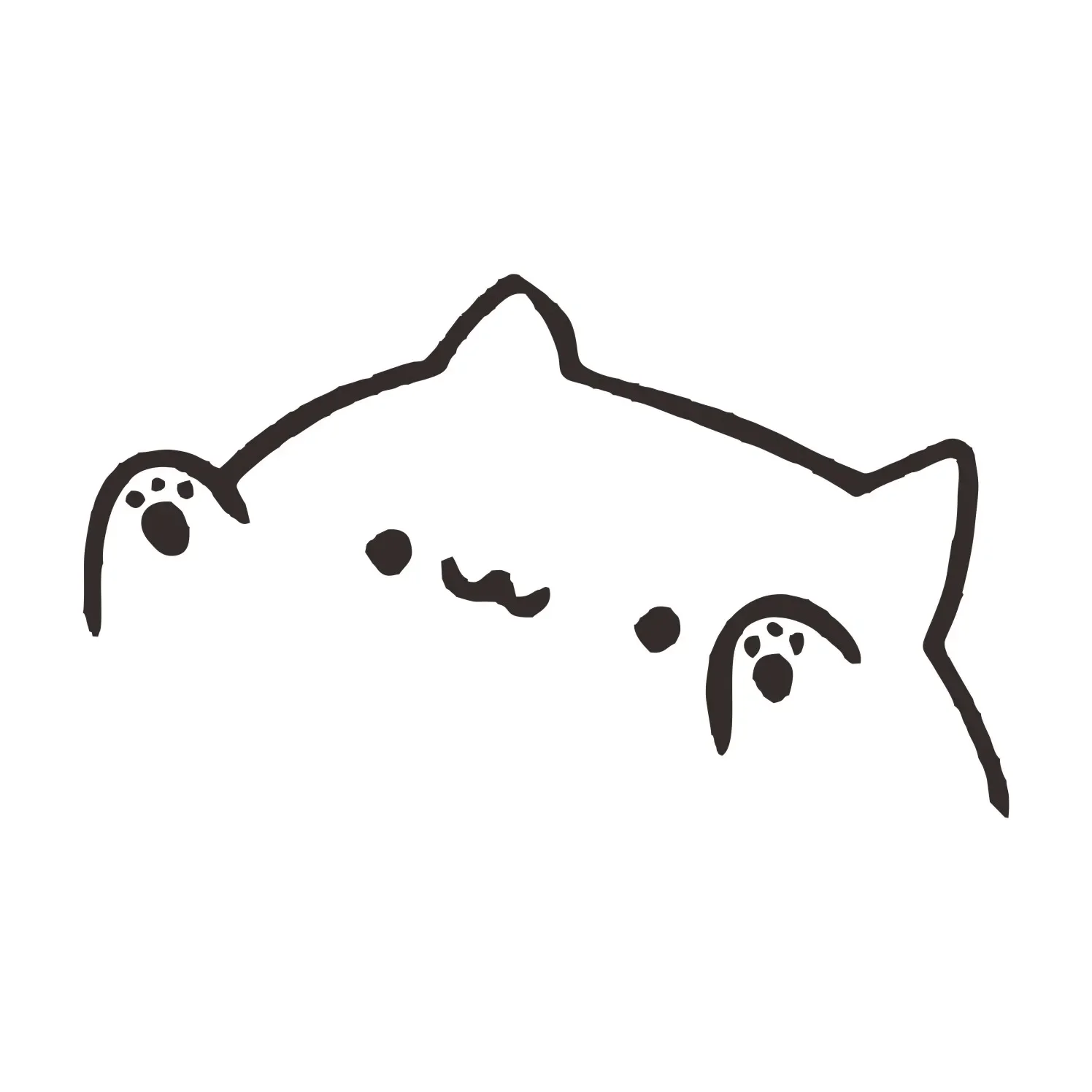New Design Bongo Cat Body Sticker Waterproof and Sunscreen Car Scratch Styling Accessories Car Window Bumper Decal, 15cm