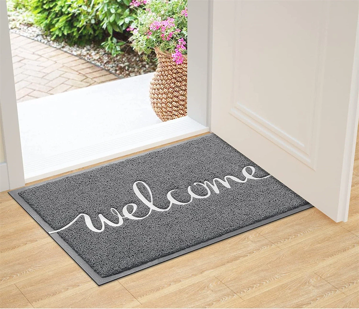 Garden Dirt Trapper Entryway Mat of Outdoor Indoor Washable Home Doormat Cute Letters Non-Slip Door Mats for Front Door 38X50CM