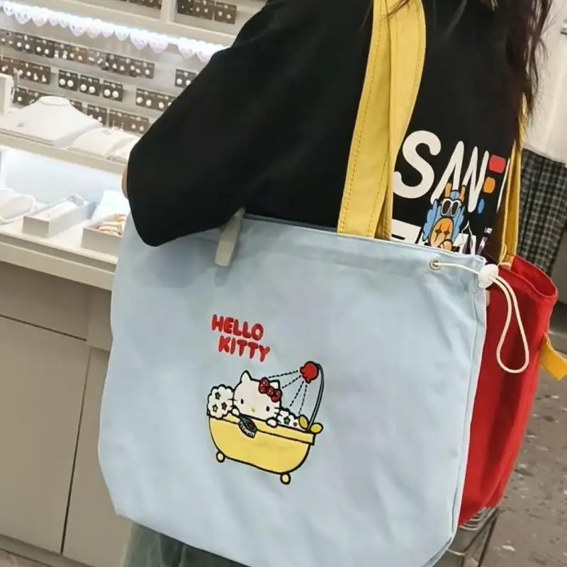 

Милая сумка-тоут Hello Kitty в стиле Ins: минималистичный дизайн, ручная/наплечная, для хранения вещей, для студентов, повседневная