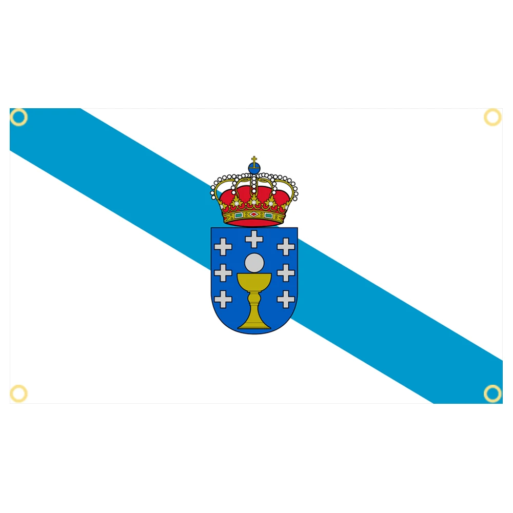 3x5 Ft Galicia Flag Vivid Color and Fade proof a Autonomous communities of Spain Flags Polyester with Brass Grommets