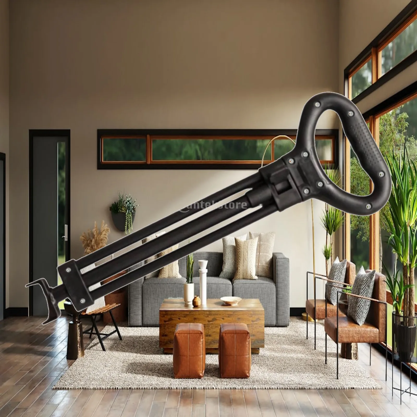 Adjustable Trolley Handle for Folding Utility Cart Replacement Part Sturdy Iron Tube with Textured Loop Handle