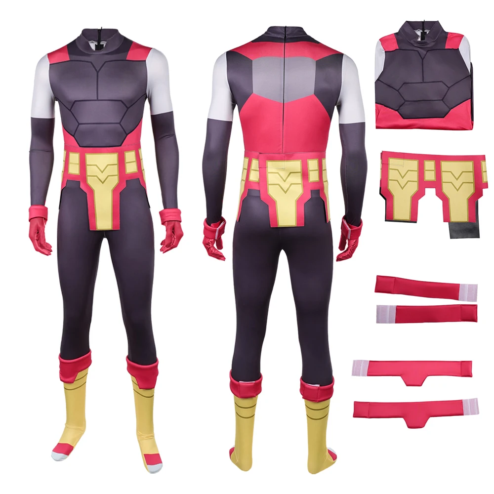 

Cartoon Invincible Battle Beast Jumpsuit with Belt For Men Adult Cosplay Clothes Halloween Festival Carnival Party Outfits