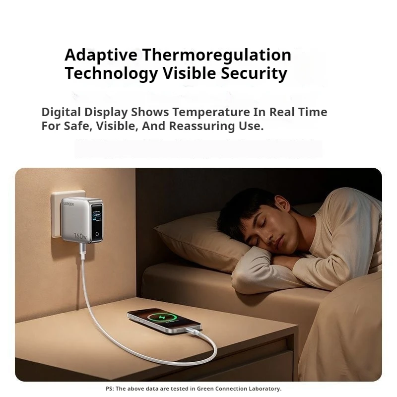 UGREEN GaN شاحن 160 واط PD3.1 شاحن هاتف سريع الشحن مع خمسة منافذ USB-C/A AI شاشة ذكية لأجهزة الكمبيوتر المحمولة اللوحية iPhone17 #4