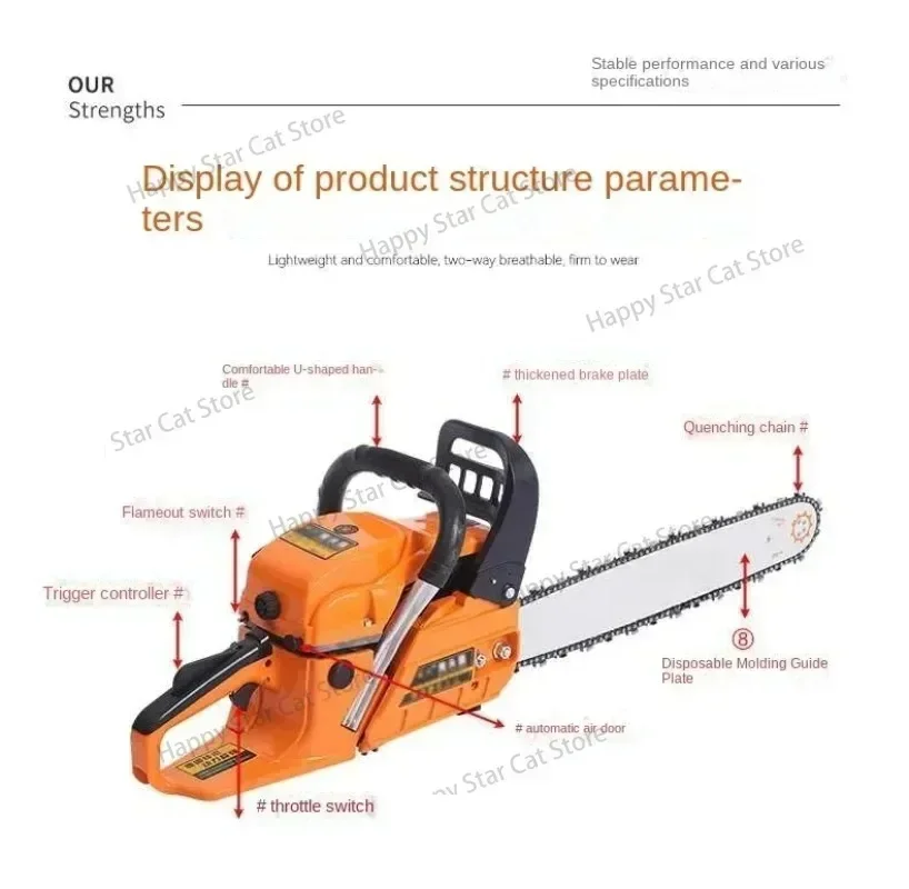 Gasoline Saw 3KW 58CC HC Chain Saw Logging Saw High Power Household Portable Chain Gasoline Logging And Tree Cutting