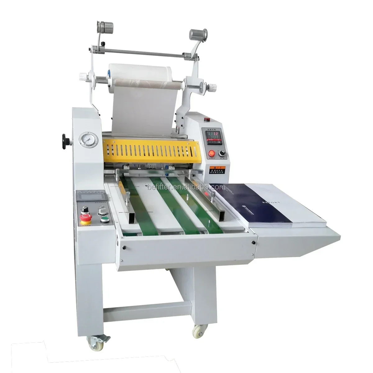 SL-500A semi auto  paper feeding automatic separating  hot roll thermal laminator laminating machine with overlapping function