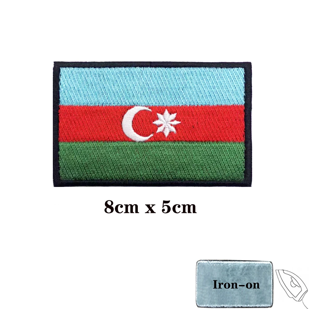 Azerbaijan flag Patches Armband Embroidered Patch Hook & Loop Iron On Embroidery  Badge Military Stripe