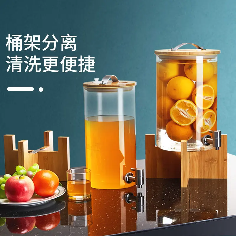 Transparent enzyme glass with faucet Self-service commercial large-capacity lemon beverage juice bucket Ding home cold kettle