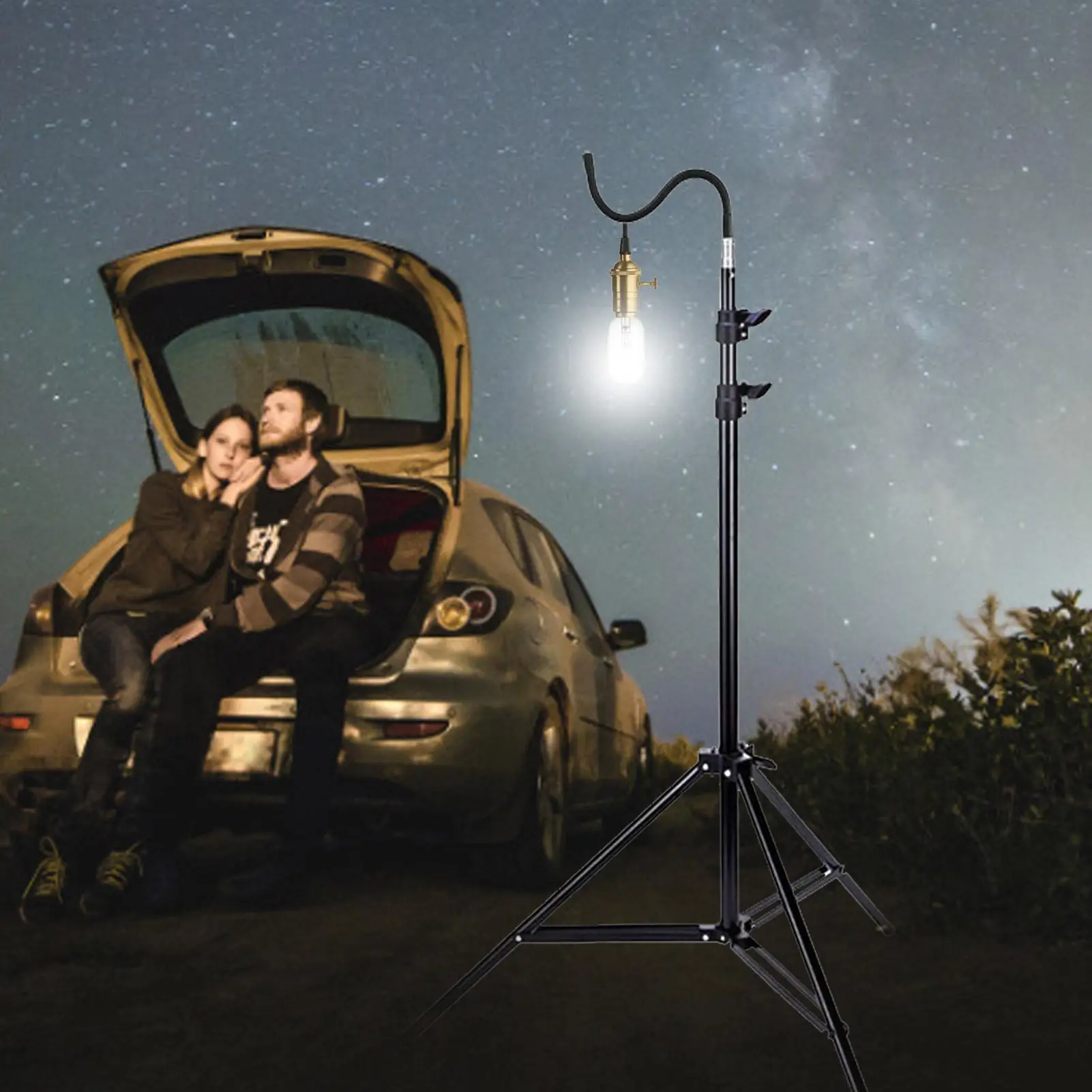 2m Campinglight Stand Folding Telescoping Tripod Adjustable Lightweight metal Floor Lamp Holder Tripod Camping Accessories view 4
