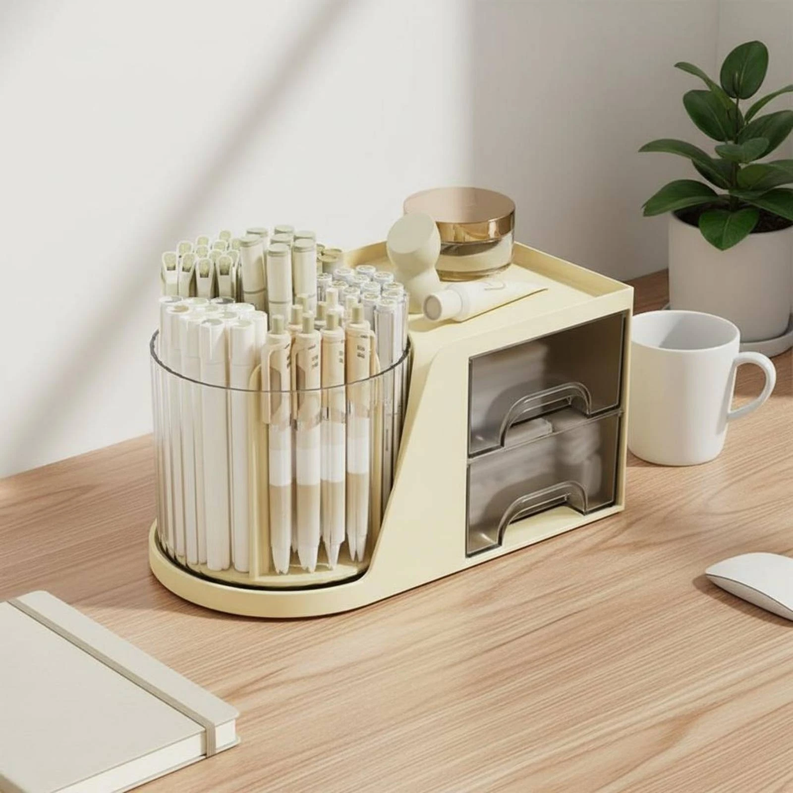 

Acrylic Desk Organizer with Drawers Drawer Desk Organizer Desktop Stationery Holder Space-Saving Acrylic Pen Holder Easy To