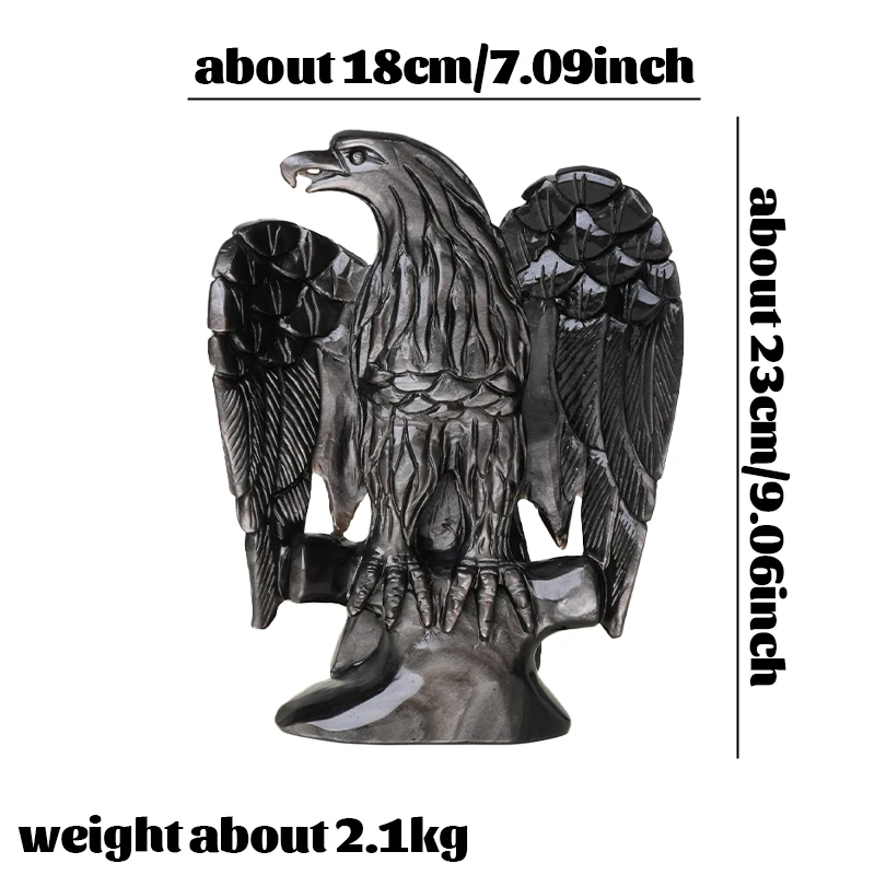 New Arrived Crystal Animals Hand Carved Silver Obsidian Crystal Eagle Figurine For Decoration