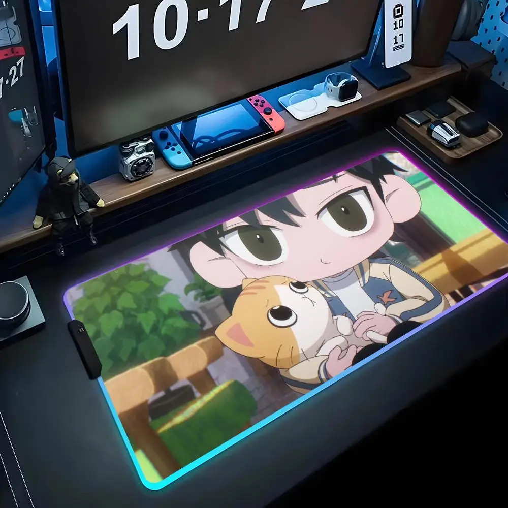Alfombrilla de ratón Anime Link Click, alfombrilla de ratón RGB para juegos, alfombrilla LED grande para escritorio de PC, alfombrilla luminosa para ratón, alfombrillas grandes para teclado, alfombra de mesa con