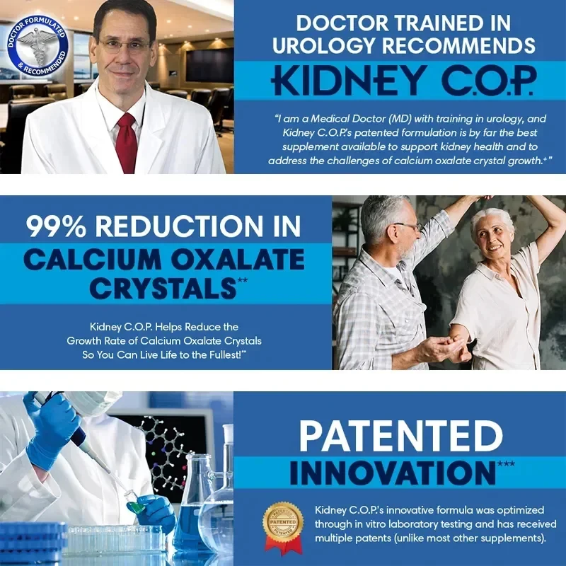 Kidney COP Calcium Oxalate Protector 120 Capsules, Kidney Support for Calcium Oxalate Crystals, Stops Recurrence of Stones