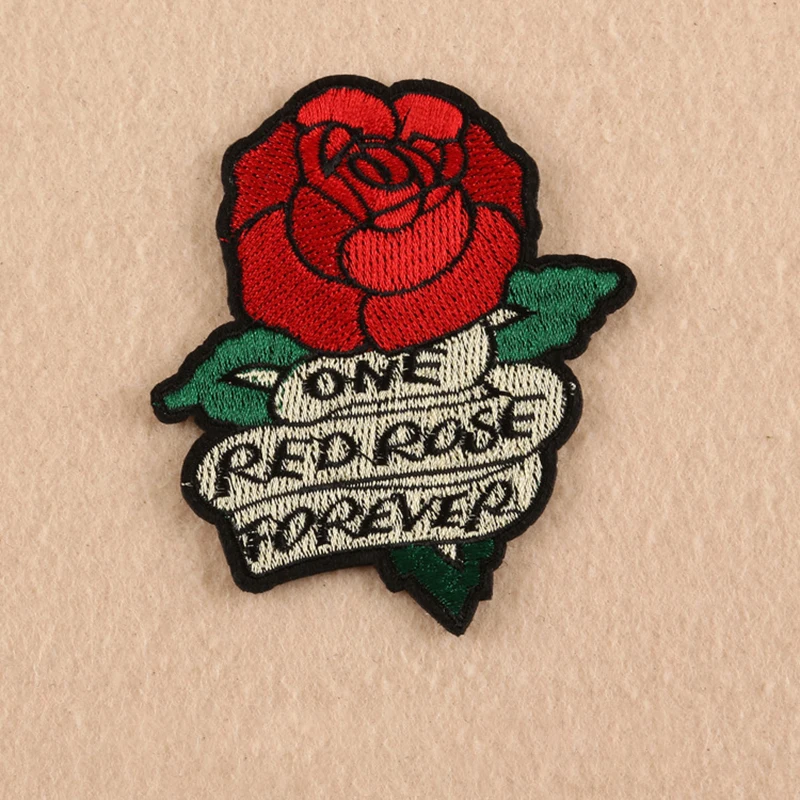 2PCS Retro Popular Handmade Patch Stickers Red rose DIY Embroidery Badge Cloth Stickers Iron patch Clothing Sewing Accessories