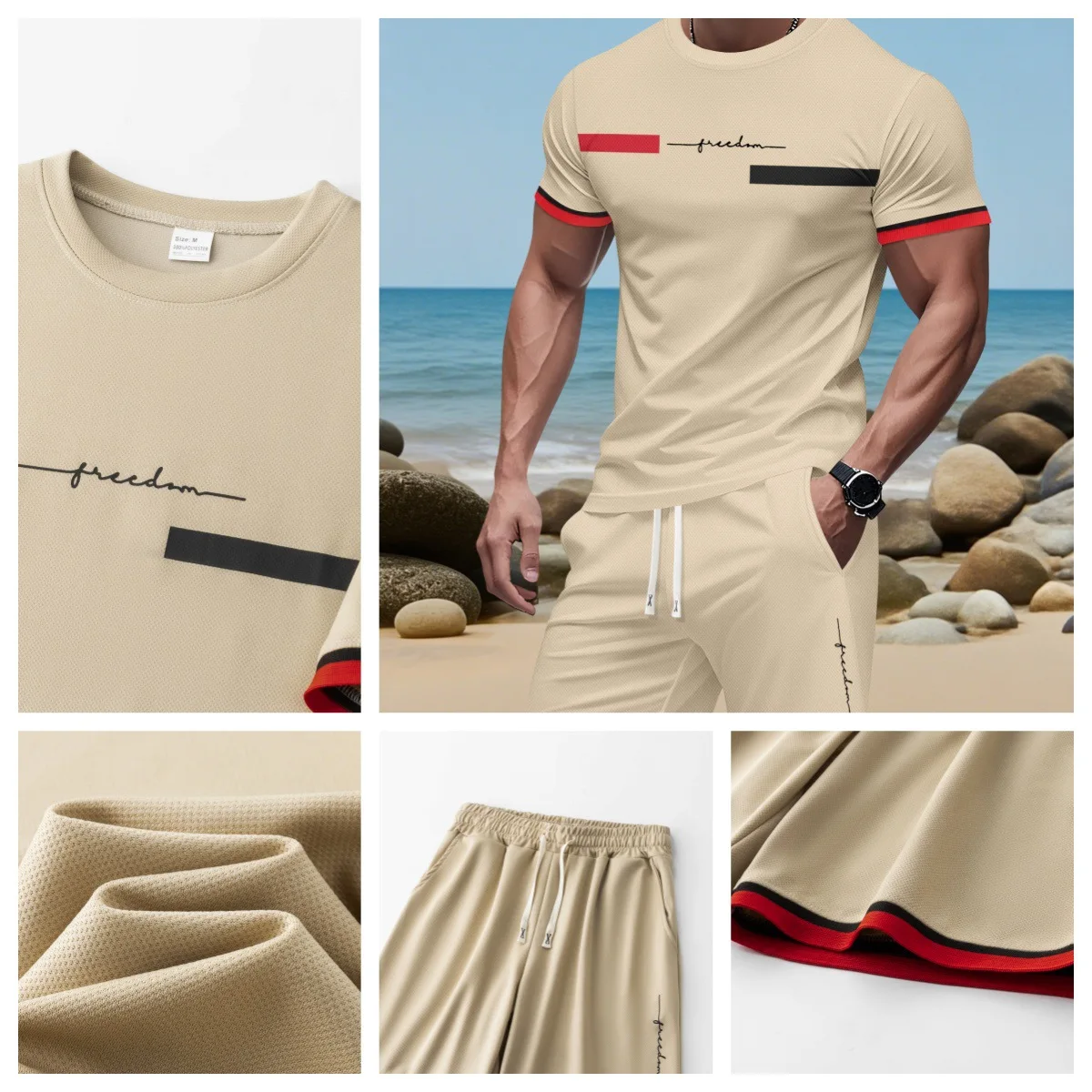 

Sports Two-piece Set 3D Digital Printing T-shirt Crew Neck Short-sleeved Shorts Set 2025 Fashion Men's New Spring And Autumn Hig