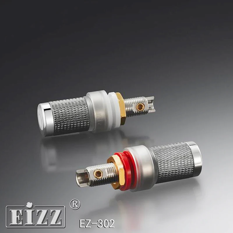 2 pcs EIZZ EZ-302 Speaker Binding Post Banana Jack HIFI DIY Amplifier Tube Binding Post  Rhodium Plated Tellurium Copper