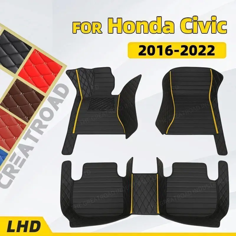 

Автомобильные коврики на заказ для Honda Civic 2016 2017 2018 2019 2020 2021 2022, подушечки для ног, автомобильный ковер, аксессуары для интерьера