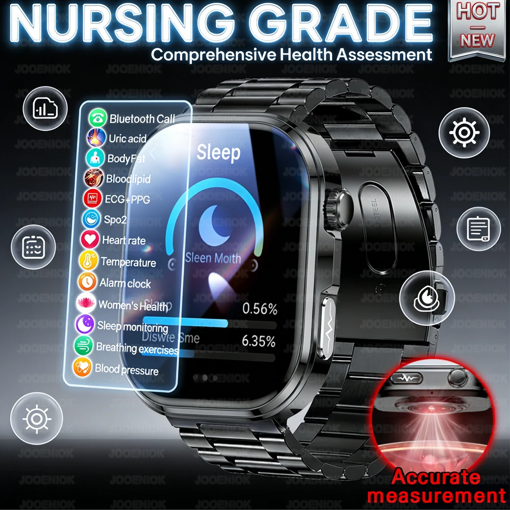 

Новые профессиональные умные часы для мужчин и женщин с функциями ЭКГ+ППГ, анализа состава крови, уровня мочевой кислоты, состояния сердца, Bluetooth-звонков.