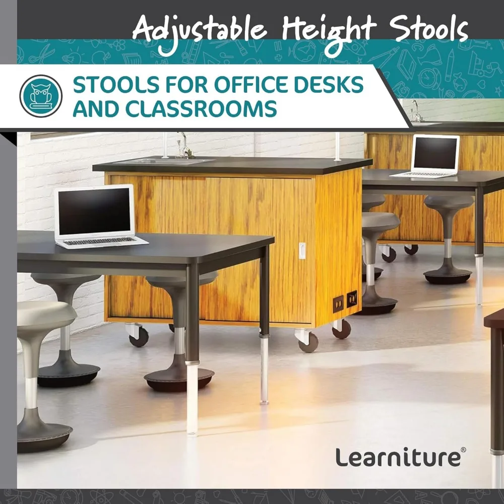 Ergonomic Height-Adjustable Wobble Stool for Office and Classroom Use, Cushioned Seat without Back Support