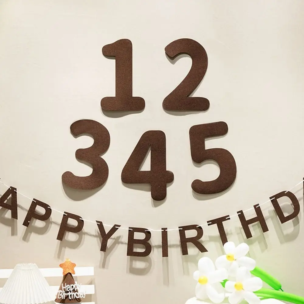 Happy Birthday Felt Birthday Banner Felt Digital Shower Hanging Flag Garland Pull Flags Photo Booth Props Bunting Banner