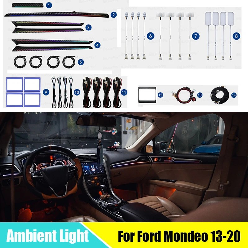 

LED Ambient Light For Ford Mondeo 2014-2020 Interior Lighting Decorate Atmosphere Lamp Control APP Control