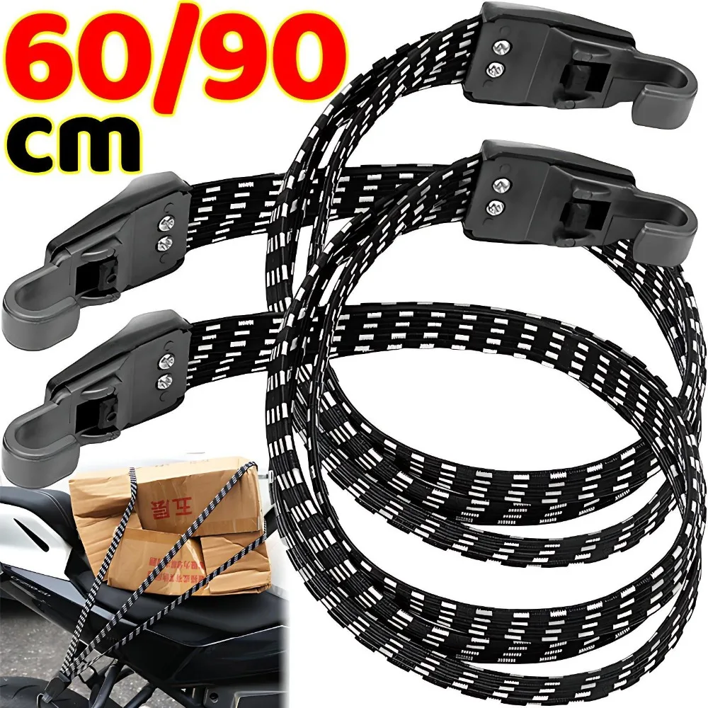

60/90cm Car Motocycle Strap Rope Elastic Luggage Straps Belts Hooks for Bicycle Bike Suitcase Carrier Fixed Installation Racks