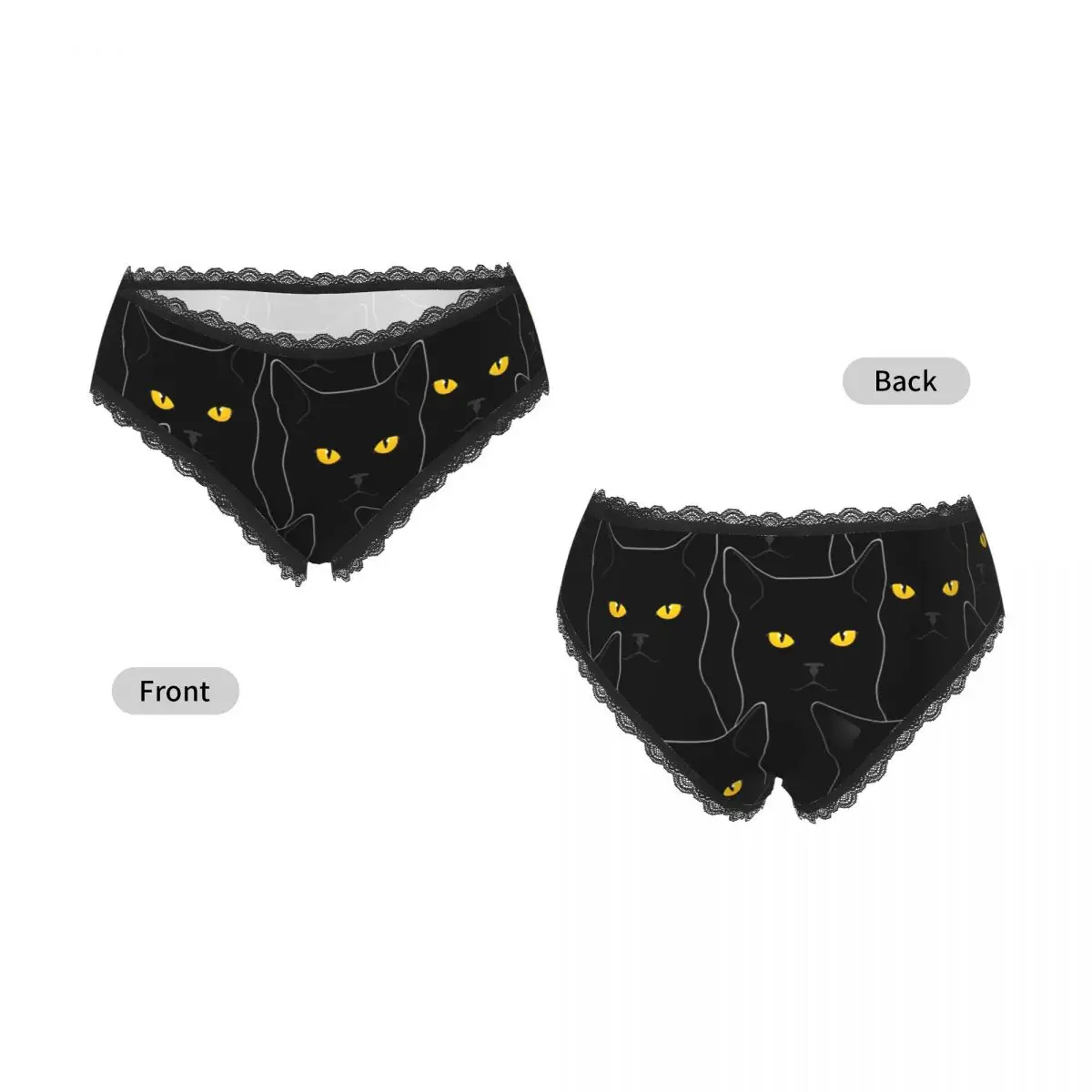 Custom Black Cats Cat Panties Briefs Women's Comfort Briefs Underwear Breathable Female Underpants