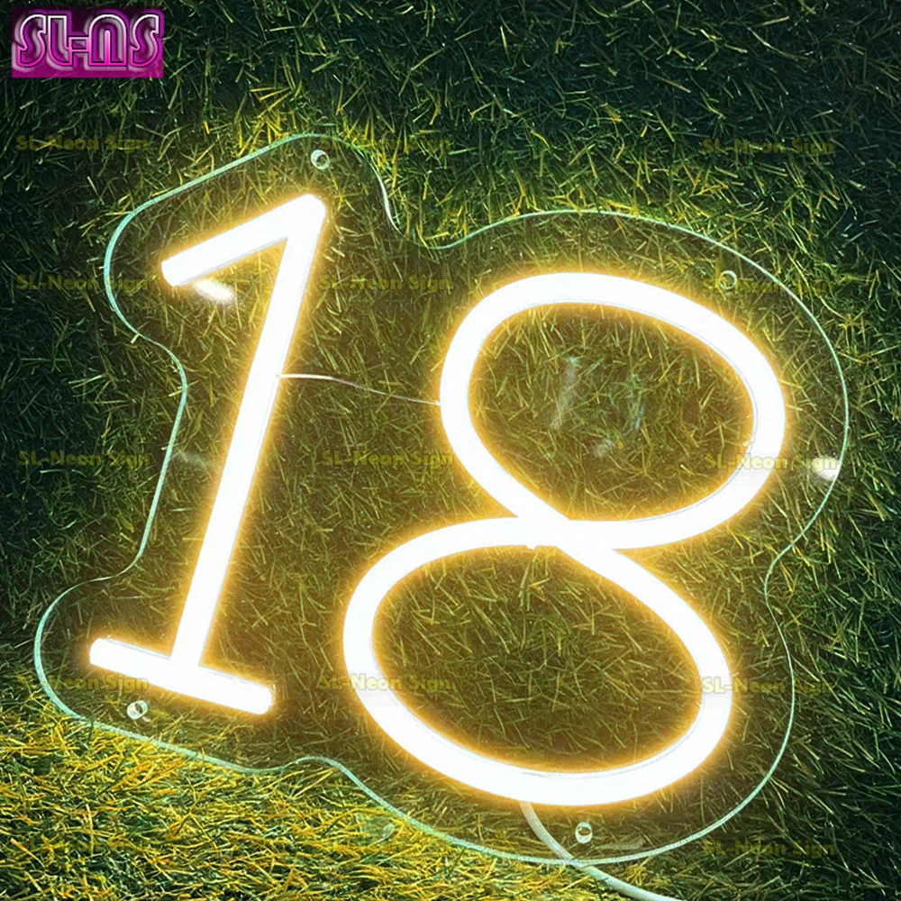 Personalizzato LED numero 18 segno decorazione della parete illumina le insegne al Neon per la decorazione di nozze prima festa di compleanno numero lampada regalo di compleanno per bambini