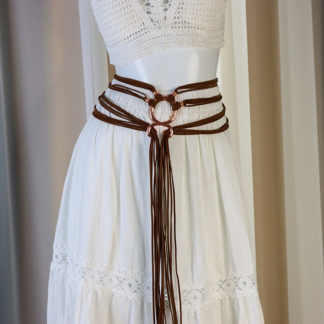 Pas ze sznurka wikingów - Kostium wikingów damski średniowieczny pas z krzyżem trolla akcesoria wiedźmy Halloween Cosplay