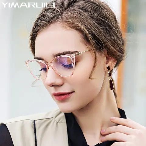 YIMARUILI 패션 나비 TR90 합금 근시 안경 레트로 초경량 고양이 눈 광학 처방 안경 프레임 여성 8700 Best5
