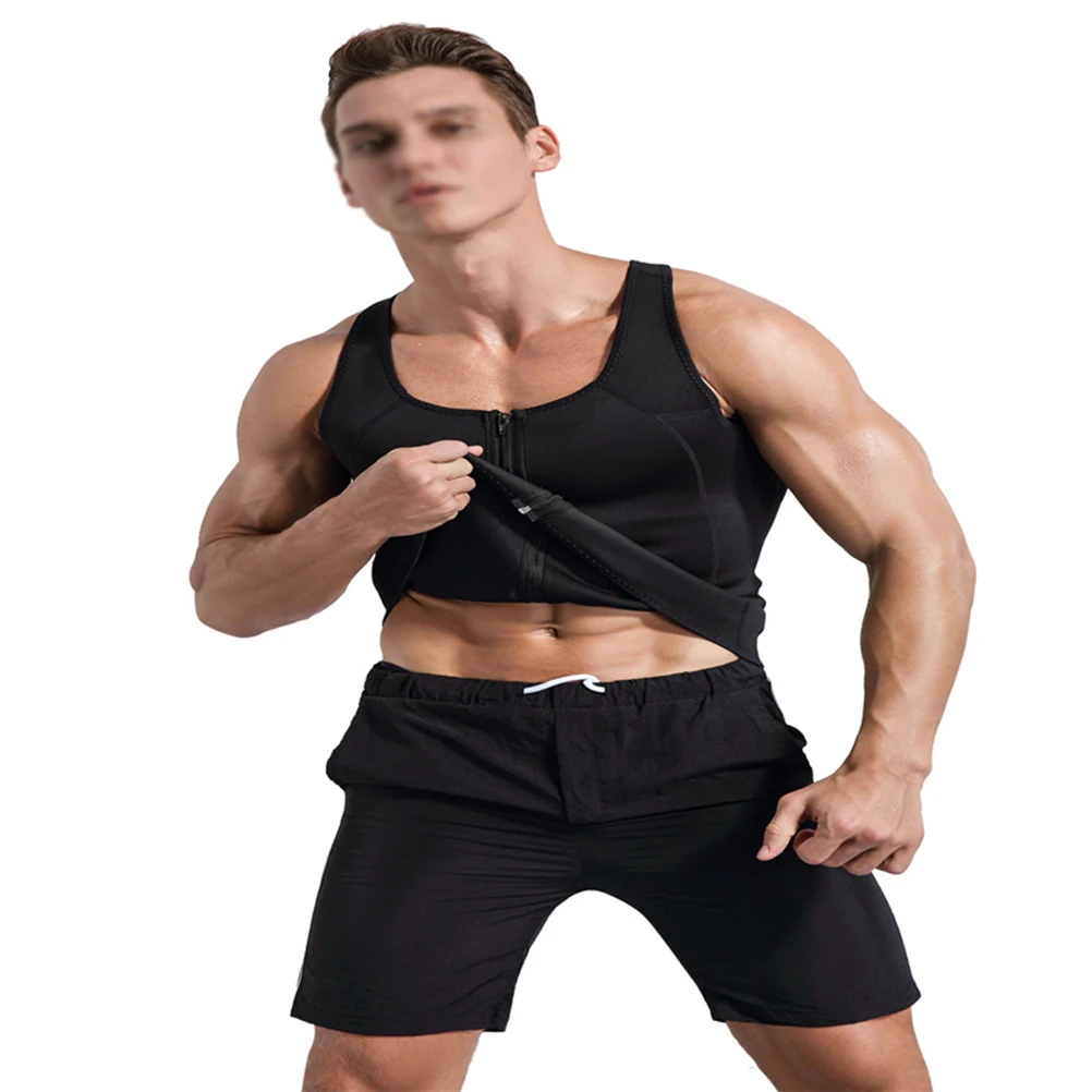 

Zippered Fitness Vest Compression Sleeveless Men Short Shaping Man Workout Shirts for