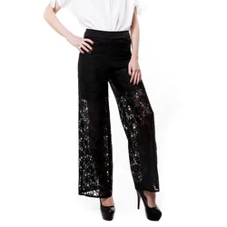 Costume da bagno donna Cover-up Pants Summer See-through Beach Wear pantaloni lunghi a gamba larga in pizzo pantaloni larghi larghi a vita alta Casual