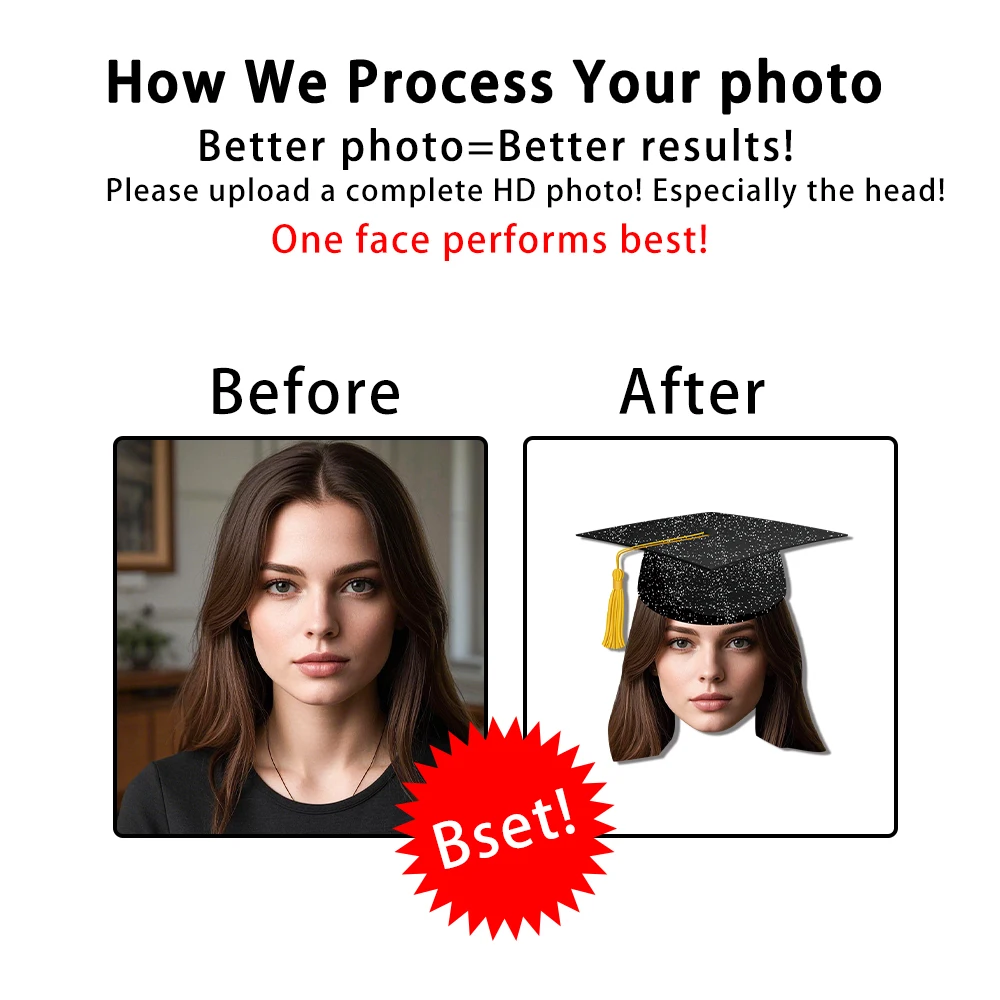 10 قطعة صورة التخرج المخصصة الوجه راية شخصية غراد الرايات راية فئة 2025 موضوع التخرج زينة الحفلات #6