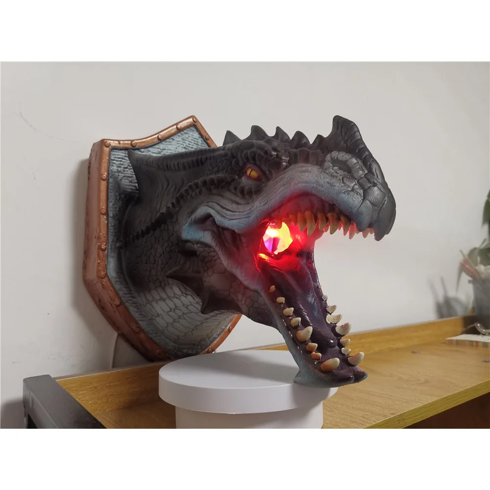 3D Wall Mounted Dinosaur Dragon Legends Prop Smoke Light Wall Art Sculpture Shape Statue - Indoor Decorative Lighting