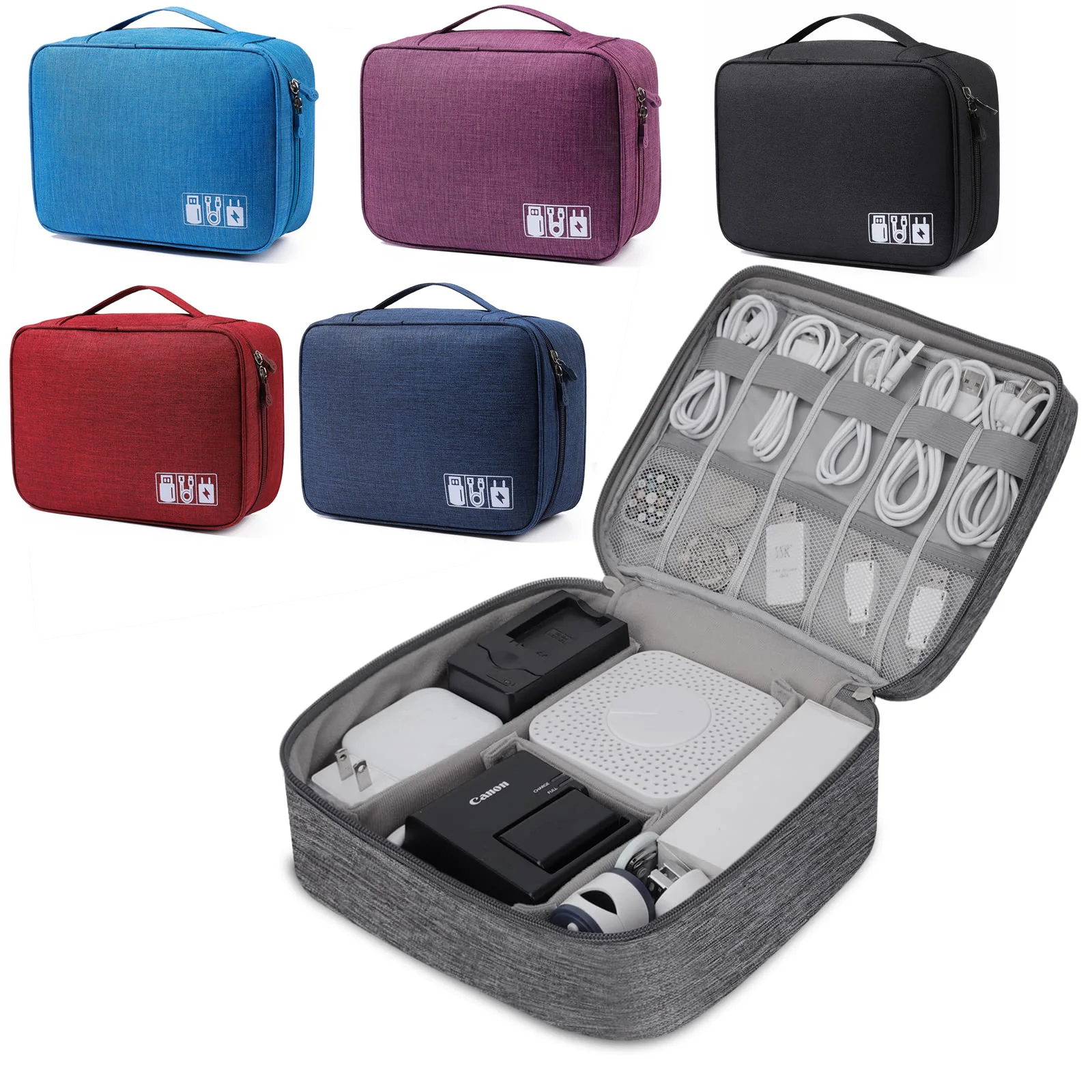 Electronic Organizer Travel Universal Cable Organizer Electronics Accessories Bag for Cable, Charger, Phone, USB, SD Card