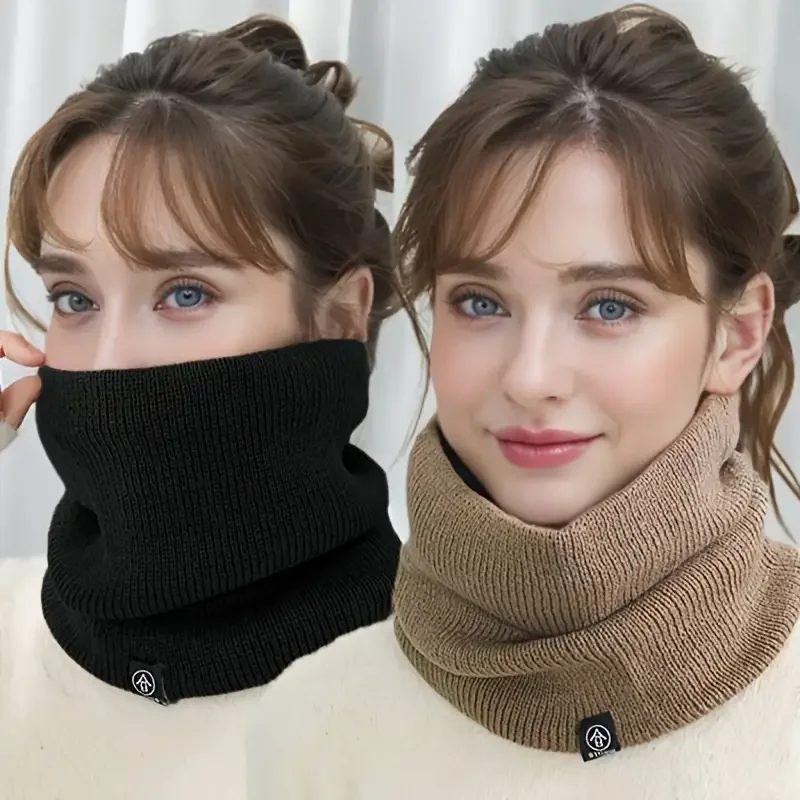 

Warm Soft Knitted Fleece Scarf Unisex Neck Warmer with Cervical Support for Winter Outdoor for Christmas Back to School Gift