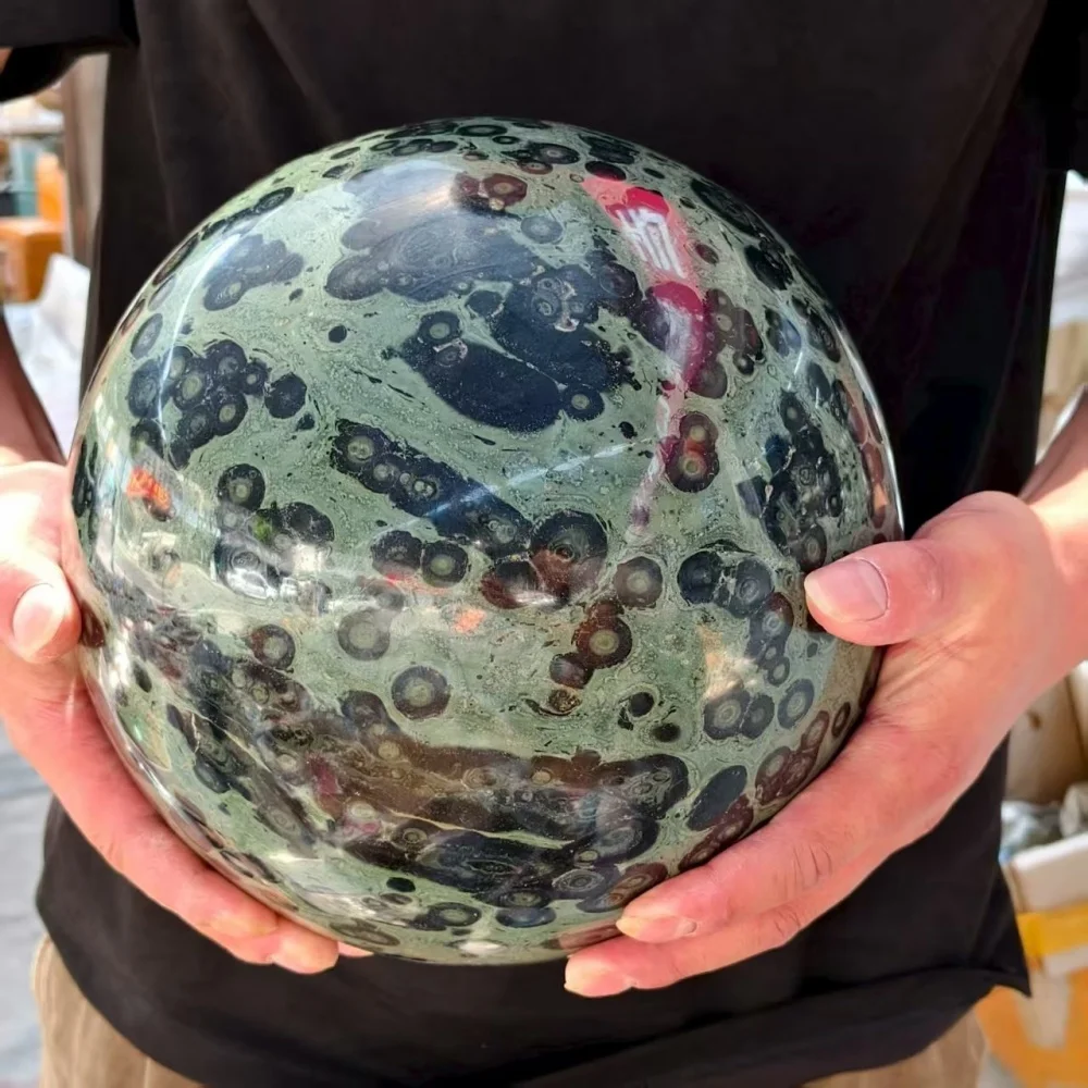 Large! Natural Formed!Green Peacock Eye Rough Stone, Polishing Ball, Quartz Crystal Ore Ball, Mineral, Reiki, Healing Ball