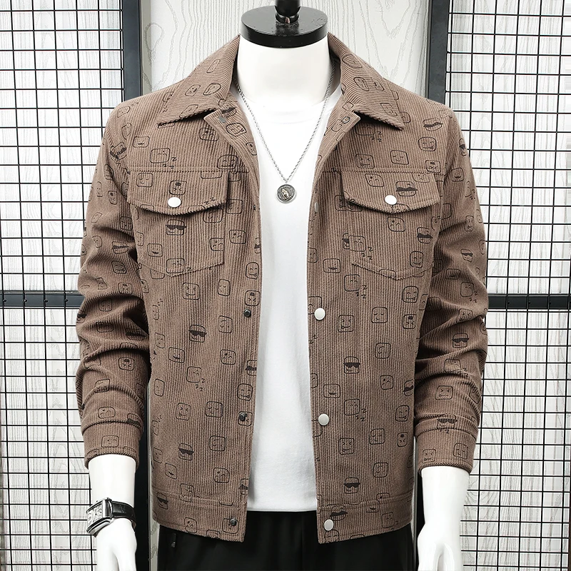 

Мужская модная куртка: комфортная, повседневная, универсальная, простая, спортивная, с трендовым узором, для кемпинга, с вельветовым воротником