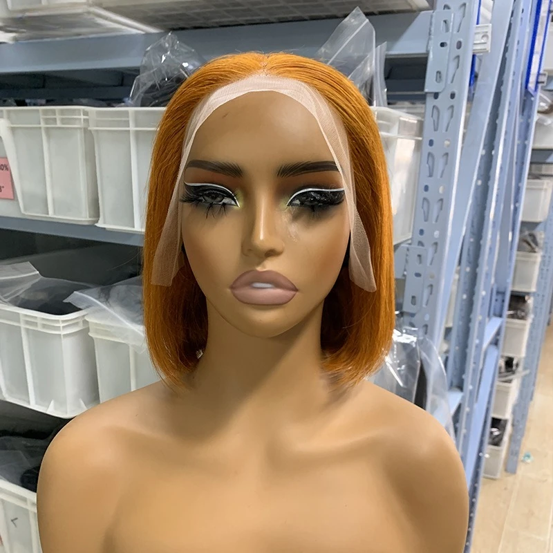 6 Zoll Double Drawn Bob Glatte Echthaarperücke 13x4 Lace Frontal Glueless Perücke Farbe 99J Remy Haarperücken für Frauen – Detail 5